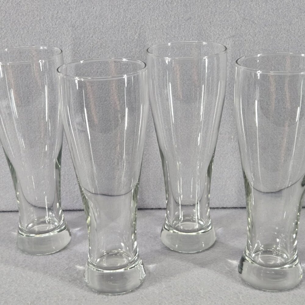 Set of 4 Large Pilsner Beer Glasses, 9" Tall, 20 Fl Oz, Clear Glass, Bar Glasses